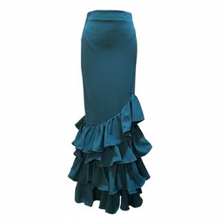 Falda larga flamenca petróleo