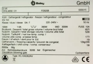 Frigorífico americano Balay 3FAL4656/01
