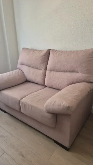 Sofá de 2 plazas tela beige/marrón