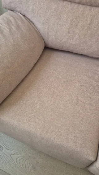 Sofá de 2 plazas tela beige/marrón