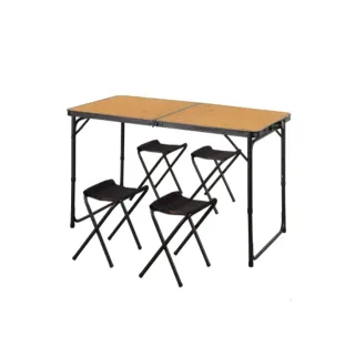 Tavolo pieghevole in alluminio con 4 sedie in acciaio