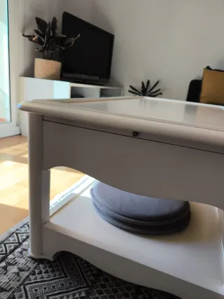 Mesa de centro salón madera blanca