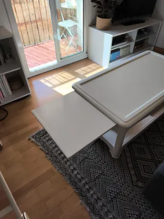 Mesa de centro salón madera blanca