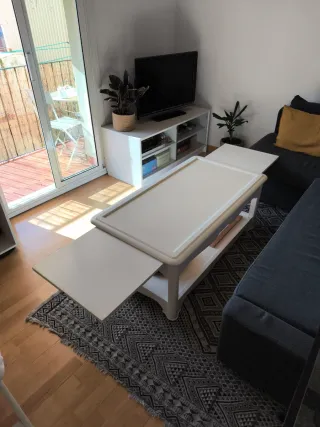 Mesa de centro salón madera blanca