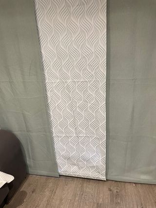 Cortinas estilo panel chino verde y blanco