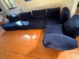 Sofá modular azul de tela