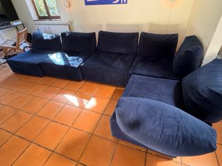 Sofá modular azul de tela