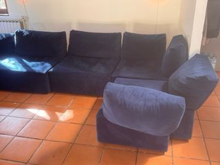 Sofá modular azul de tela