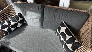 Sofá de exterior tejido y metal