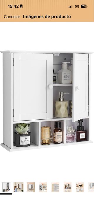 Armario de pared de madera blanco