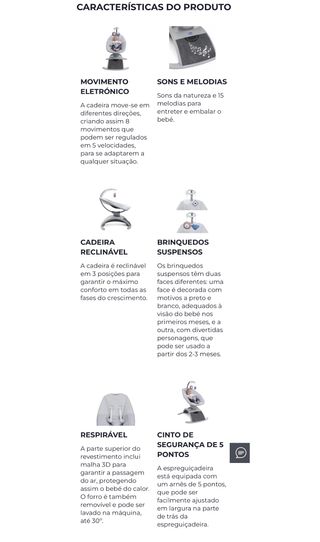 Espreguiçadeira Eletrónica Chicco 8 Movimentos
