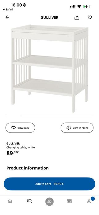 Cambiador de bebé blanco y colchón