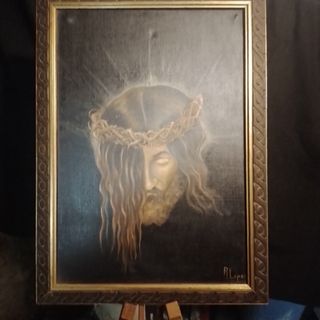 Antico dipinto a olio su tela