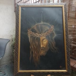 Antico dipinto a olio su tela