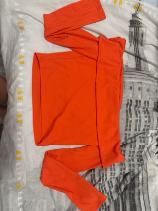 Top manga larga mujer naranja