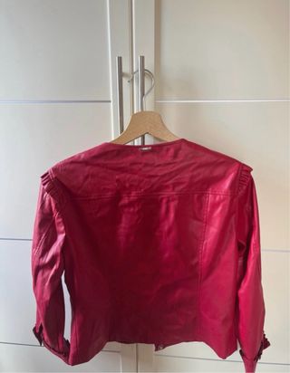 Giacca Liu Jo pelle rossa con rouches taglia 42