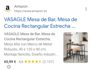 Mesa de cocina 100x40x90 cm VASAGLE