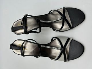 Scarpe con tacco Bata nere e argento Tg 40