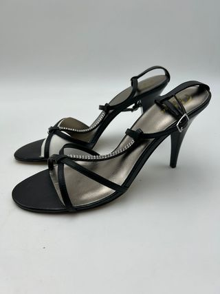 Scarpe con tacco Bata nere e argento Tg 40