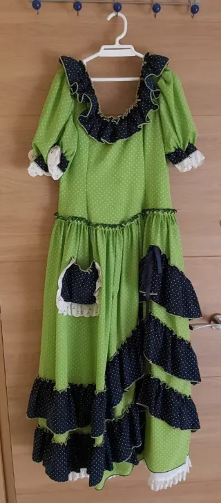 Vestido Flamenco Verde Lunares