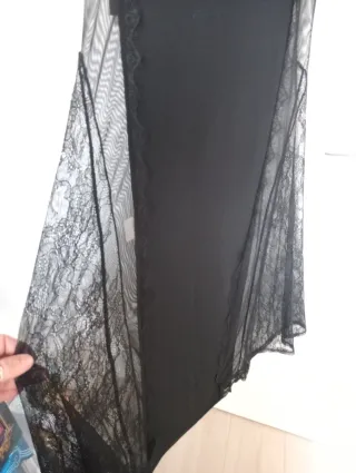 Vestito donna lungo nero con pizzo sui lati