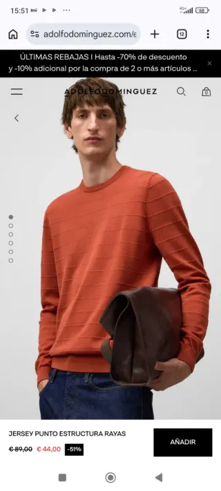 Jersey ADOLFODOMINGUEZ punto  teja/naranja