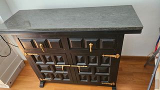 Mueble auxiliar madera maciza mármol