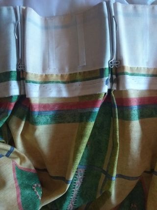 Conjunto cabecero forrado, edredón y 2 cortinas