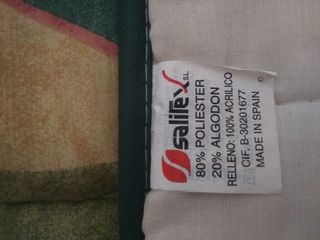 Conjunto cabecero forrado, edredón y 2 cortinas