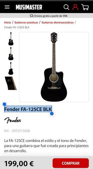 Guitarra Fender FA-125CE BL Electroacústica