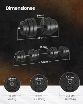 Mancuernas, Barra Corta Ajustable 30kg SYL30HBK