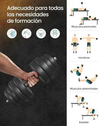 Mancuernas, Barra Corta Ajustable 30kg SYL30HBK