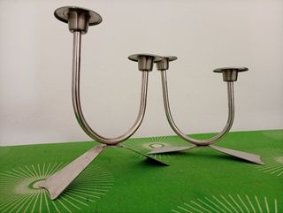 Pareja de candeleros modernos acero inoxidable