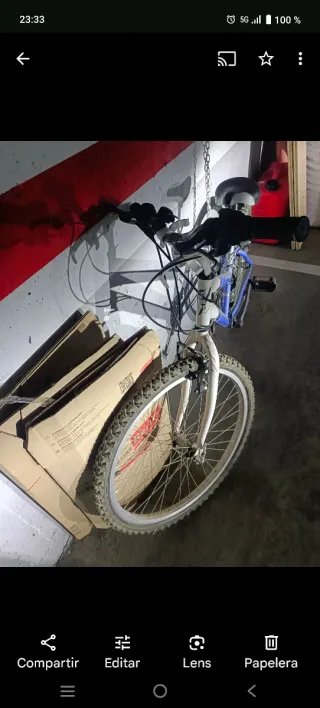 Bicicleta infantil azul y blanca