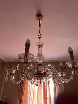 Lámpara de cristal dorada, tal y como está se vend