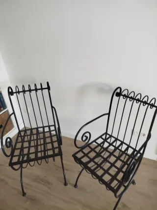 Juego de 2 Sillas Hierro Forjado con Cojines