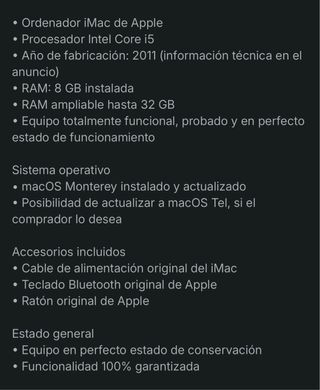 Ordenador Apple iMac Plata/Blanco