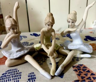 Set 3 statuette ballerine porcellana