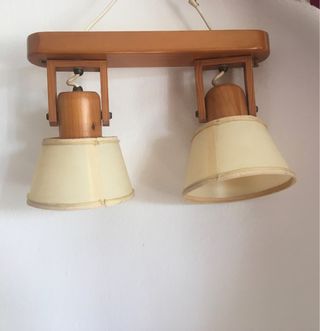 Lámpara de techo madera y tela