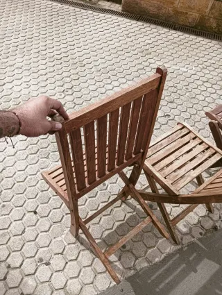 4 Sillas Plegables de Madera Marrón