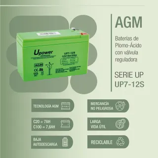 Batteria U-Power 12V 7Ah AGM Sigillata