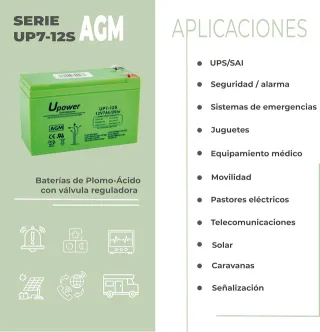 Batteria U-Power 12V 7Ah AGM Sigillata