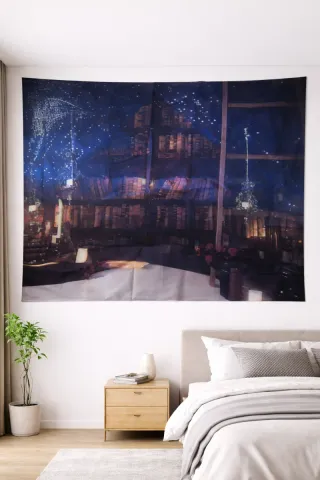 Tapiz Biblioteca Nocturna Decorativo