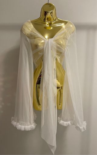 Colete/Bolero de tule branco