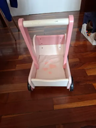 Andador Carro Bebé de madera coloe Rosa