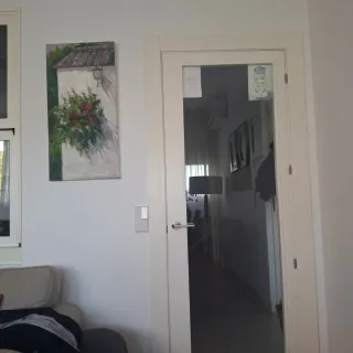 Puerta blanca madera con cristal