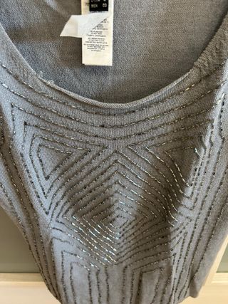 Mango Top Gris con Pedrería Talla XL