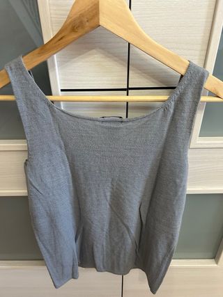 Mango Top Gris con Pedrería Talla XL
