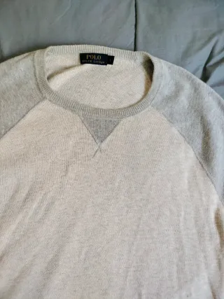 Polo Ralph Lauren Jersey Gris y Blanco