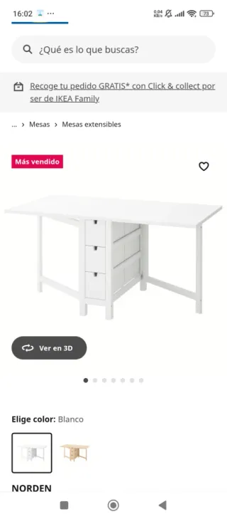 Mesa NORDEN extensible blanca